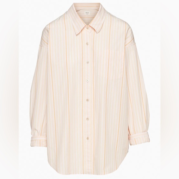 Aritzia Wilfred Free Relaxed Button Up Cotton Shirt NWT Barlowe Aprc/Lilac Sz XS - Picture 1 of 8